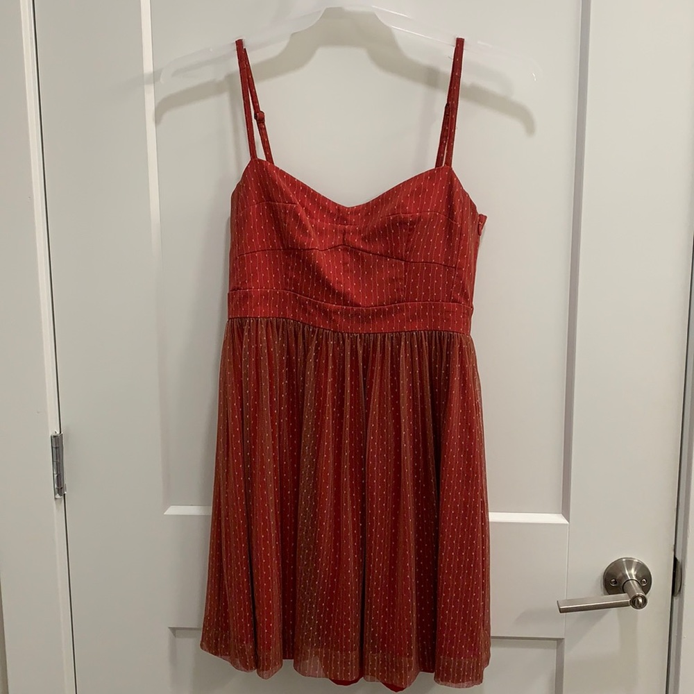 Red Size Small Fossil Dress with Overlay Detail
